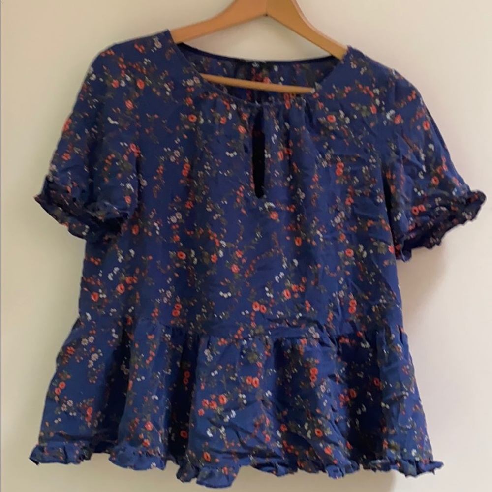 Madewell ruffle hem moonless floral shirt